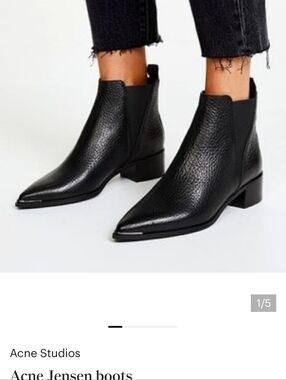 Acne Studios Black Pointed Pebbled Leather Jensen Booties